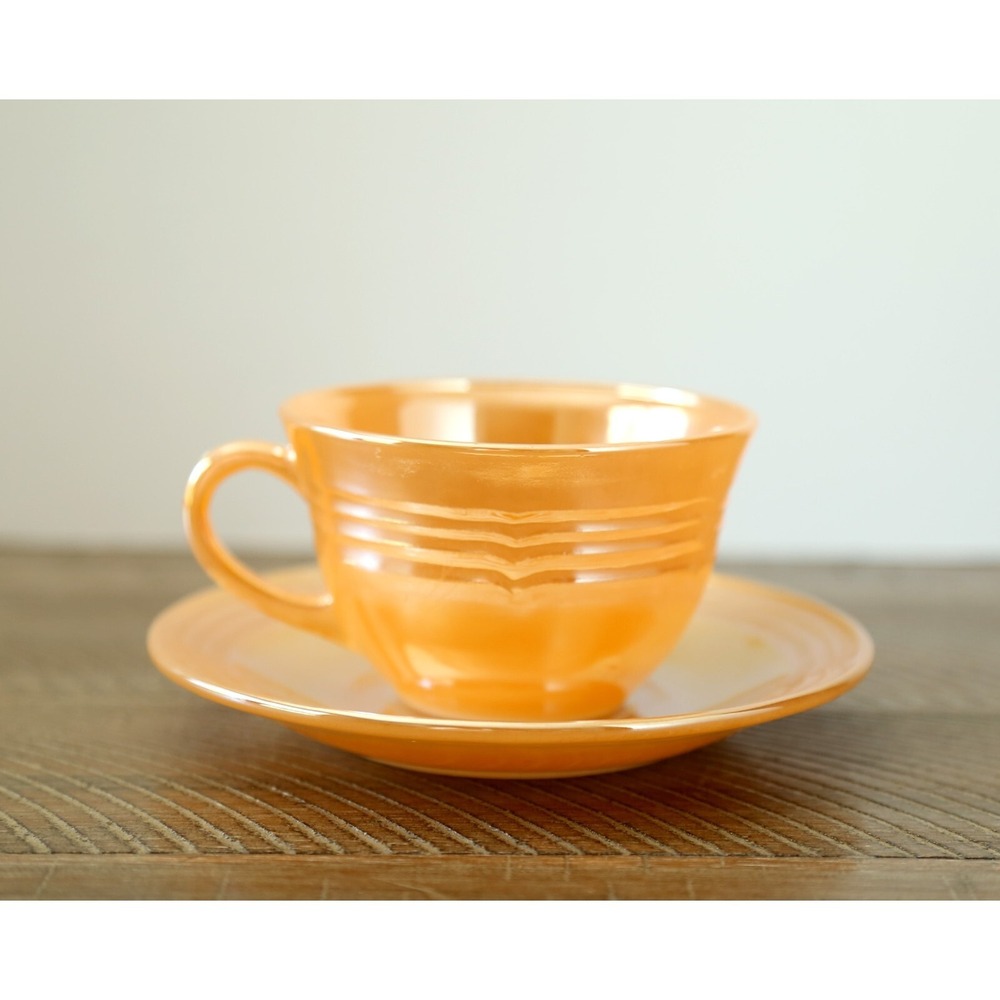 VINTAGE Fire King Peach Luster‎ Ware Cup and Saucer